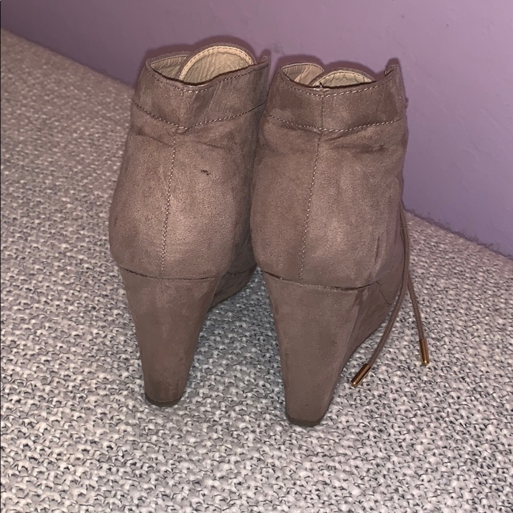 Forever 21 Brown Lace - Up Wedge Booties - Picture 3 of 3